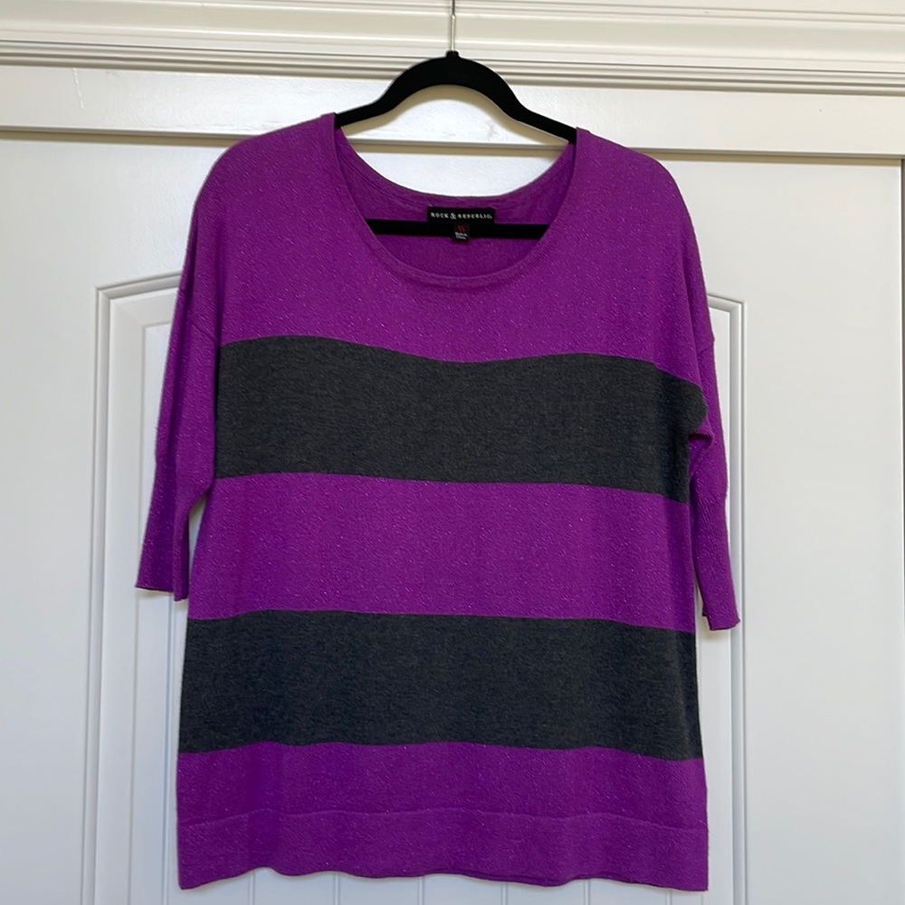 Rock & Republic purple & grey striped sweater - size XS